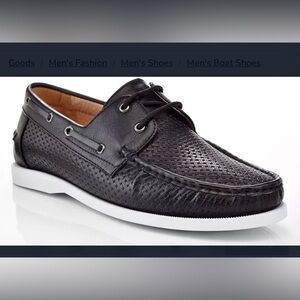 Franco vanucci black boat shoes woven mens 10